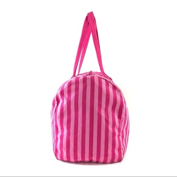 Victoria's Secret Icon Pink Stripe Weekender Large Duffle Bag - Picture 7 of 9